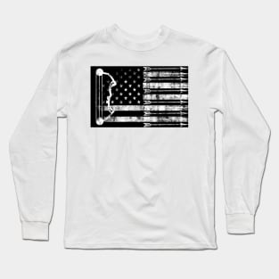 American Flag Deer Hunting Compound Bow and Arrows Long Sleeve T-Shirt